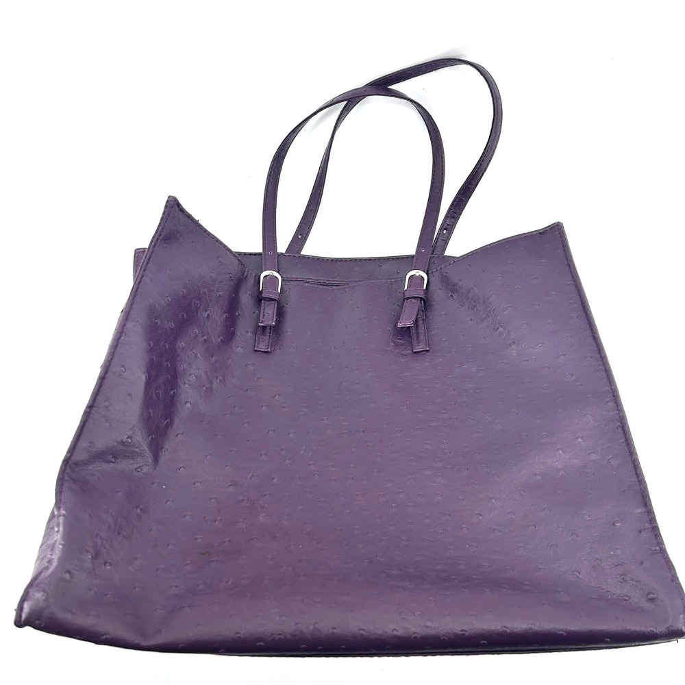 Braciano Purple Ostrich Embossed Faux Leather Large Tote Shoulder Bag Handbag - Picture 2 of 9